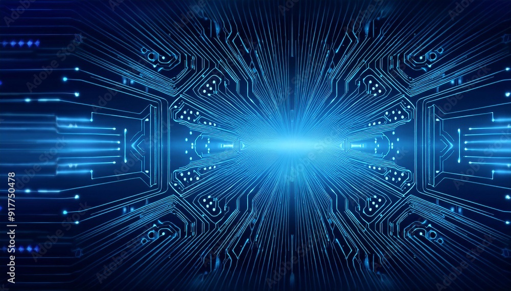 Aufkleber 2d illustration of an abstract futuristic electronic circuit technology background, showcasing intri