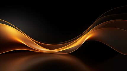 Abstract golden waves on black background.