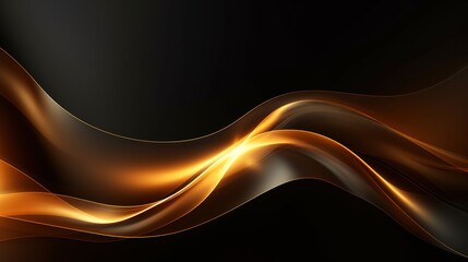 Abstract golden waves on black background.