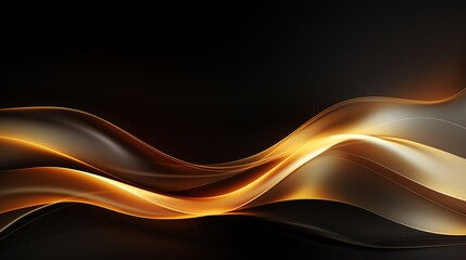 Abstract golden waves on black background.