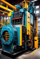 Fototapeta premium dynamic industrial machinery showcasing striking attributes bold colors intricate designs modern setting, technology, equipment, innovation, metal