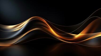 Naklejka premium Abstract black and gold wave background.
