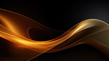 Abstract golden waves on black background.