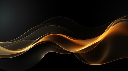 Abstract golden waves on black background.