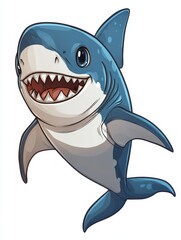 Cartoon Illustration of a Friendly Shark