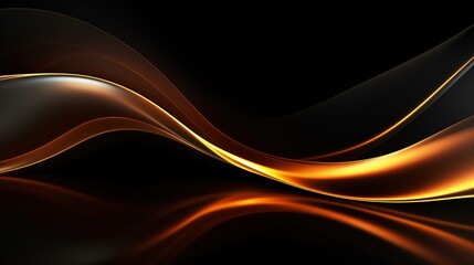 Abstract golden waves on black background.