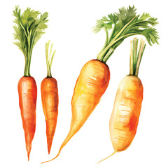 watercolor painting of carrot four collection isolated (1)