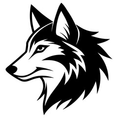 Obraz premium Creative wolves head icon side view silhouette vector illustration 