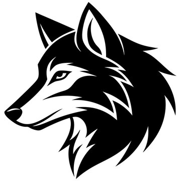 Creative wolves head icon side view silhouette vector illustration
