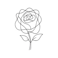 Rose flower flat vector illustration.