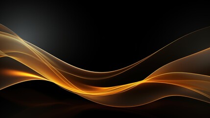 Abstract golden waves on black background.
