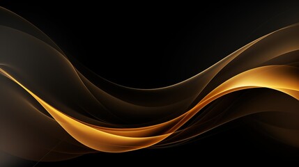 Abstract golden waves on black background.