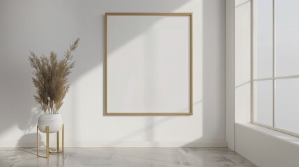 Wall mockup in white clear hallway interior 