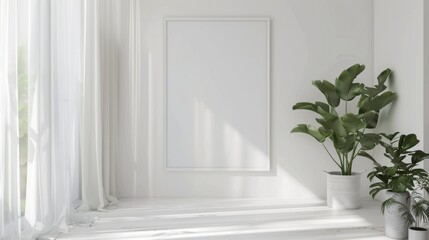 Wall mockup in white clear hallway interior 