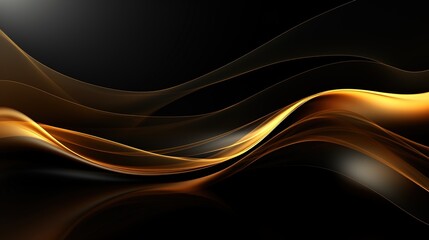 Abstract golden waves on black background.