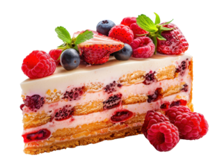 Delicious layered dessert featuring fresh berries, cream, and biscuit, perfect for celebrations or indulgent treats.