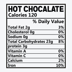 Hot Chocalate Christmas Nutrition Facts SVG Design