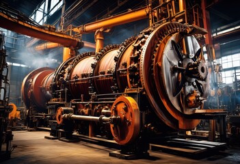robust machinery operating efficiently dynamic vibrant industrial environment lively colors strong structures, equipment, industry, technology
