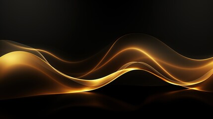 Abstract golden waves on black background.
