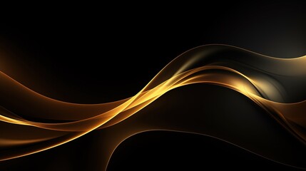 Abstract golden waves on black background.