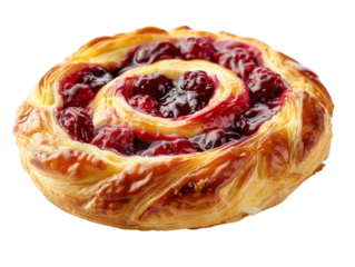Delicious cherry pastry with a flaky crust, perfect for dessert or breakfast, topped with sweet cherry filling.