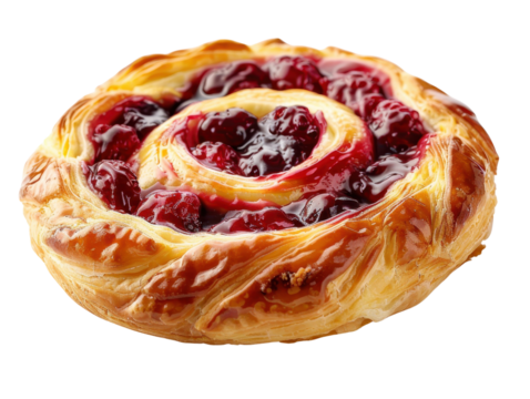 Delicious cherry pastry with a flaky crust, perfect for dessert or breakfast, topped with sweet cherry filling.