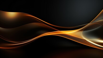 Abstract golden waves on black background.