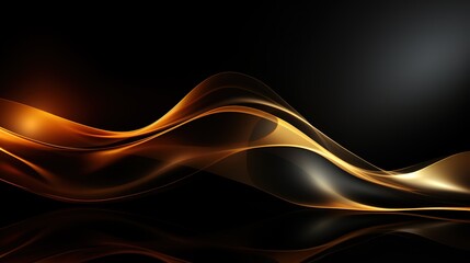 Abstract golden waves on black background.