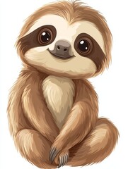 Obraz premium Cute Cartoon Sloth with Big Eyes