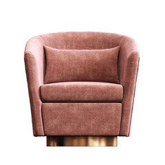 armchair isolate on a transparent background, comfortable furniture for home interior, 3D illustration, cg render