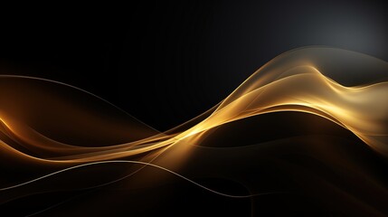 Abstract golden waves on black background.