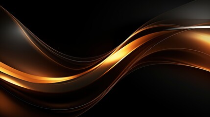 Abstract golden waves on black background.