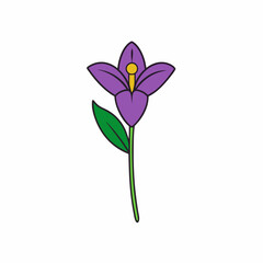 Purple lily flower vector art illustration on a white background