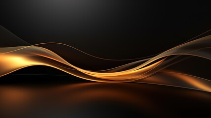 Abstract golden waves on black background.