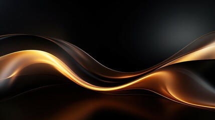 Abstract golden waves on black background.