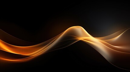 Abstract golden waves on black background.