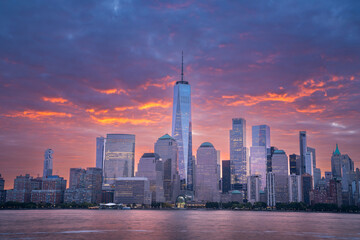 NewYork city skyline at sunset, New York, United States of America

