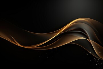 Abstract golden waves on black background.
