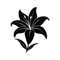 Lily Flower Black Silhouette Vector Illustration