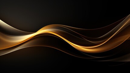 Abstract golden waves on black background.