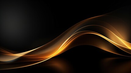 Abstract golden waves on black background.