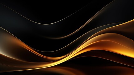 Abstract golden waves on black background.