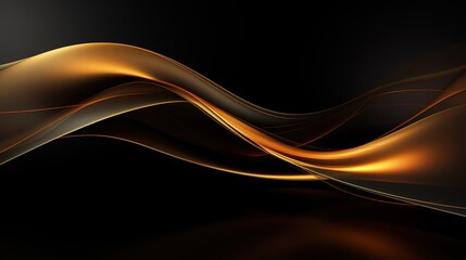 Abstract golden waves on black background.