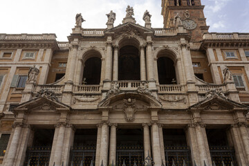 The entrance of a grand renaissance church in Rome