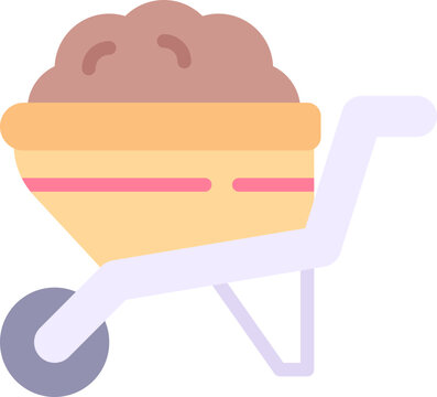 wheelbarrow filled with soil, flat design clip art preview
