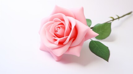 Fototapeta premium Beautiful Pink Rose Close-Up on White Background - Perfect for Romantic and Floral Themes