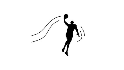 Basketball Dunk, black isolated silhouette