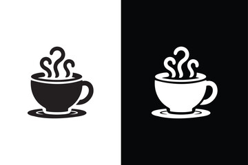 Coffee cup silhouette Icon vector illustration. A cup of hot coffee or caffeine drink flat vector icon black