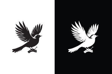 Bird silhouettes vector elements for design. Bird icon, silhouette, logo on white