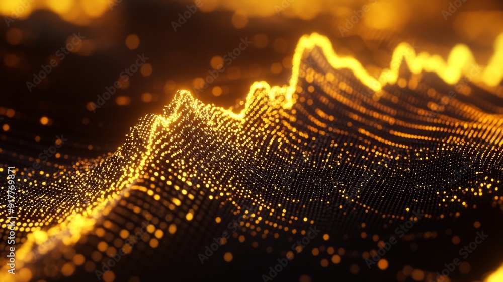 Aufkleber a close-up of a gold price chart with a dynamic upward trend in yellow and gold lines, displayed on 